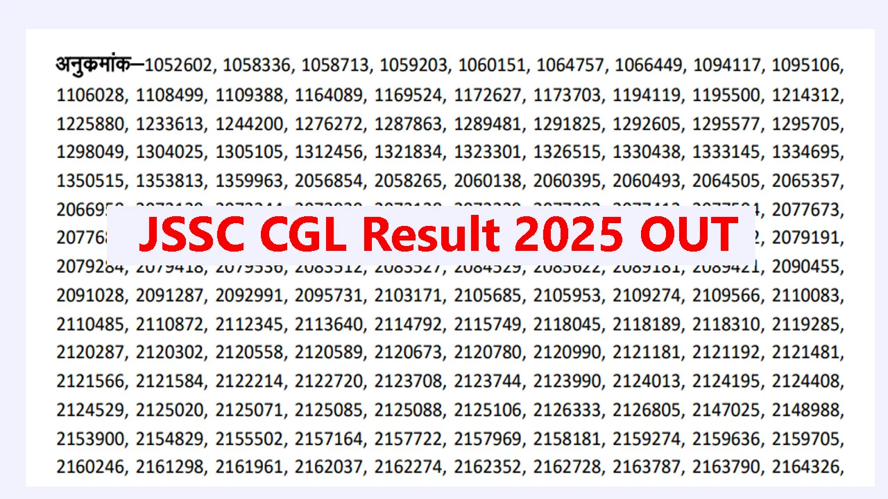 JSSC CGL Result 2025 Out